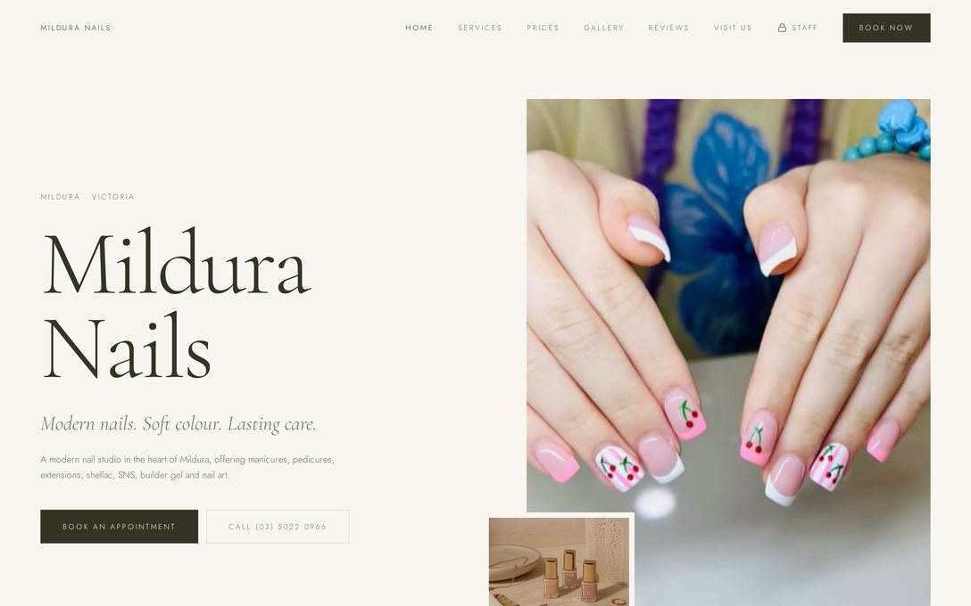 Mildura Nails — Nail salon · Mildura, VIC website by YurTech Studios